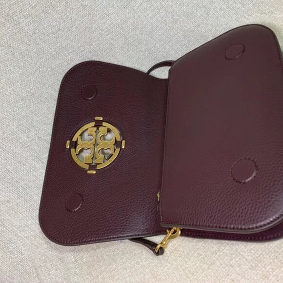 Tory Burch Miller Leather Handbag Red Wine Burgundy Ox Tempranillo Bag Purse NEW - Picture 10 of 10